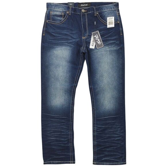 NWT True Luck Men Samson Bootcut Blue Denim Jeans Size 36x32 - Picture 1 of 15